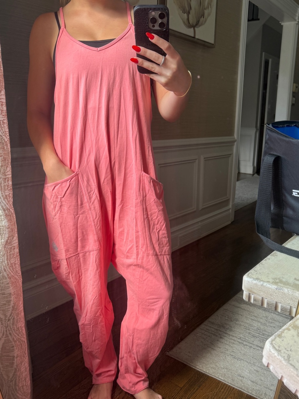 FP Movement by Free People Coral Pink Relaxed Jumpsuit